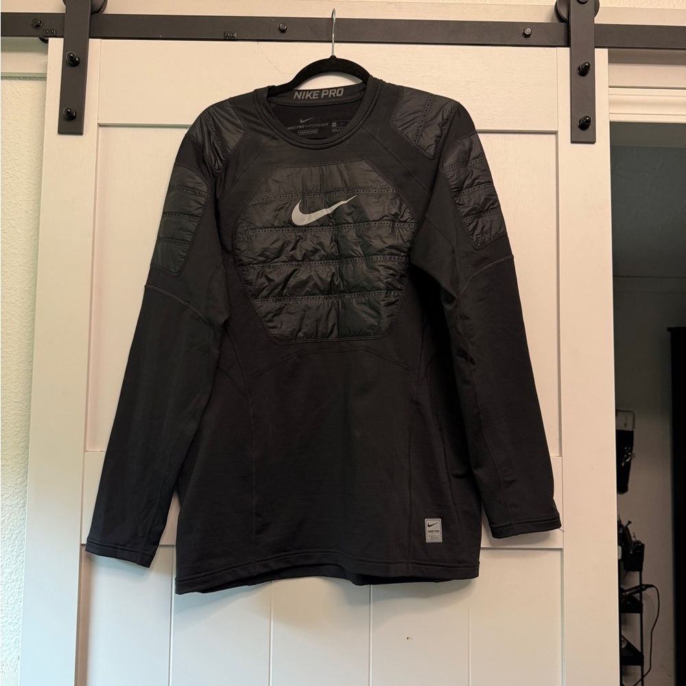 Nike Black Men's Long Sleeve Pullover with Quilted Chest Panel
